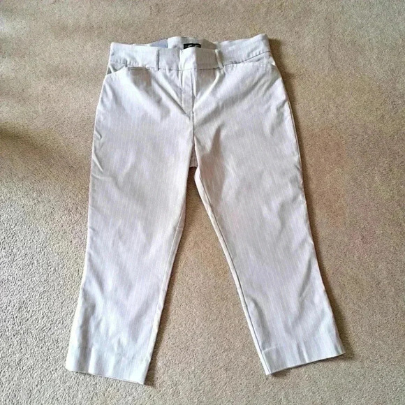 ❤️NWT Hilary Radley Striped Pants Beige White Pull On Ankle Pants  Various Sizes - Picture 2 of 11